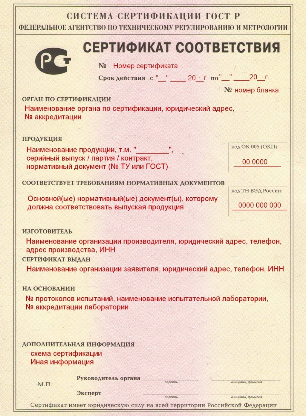 Образец Сертификат соответствия ГОСТ Р